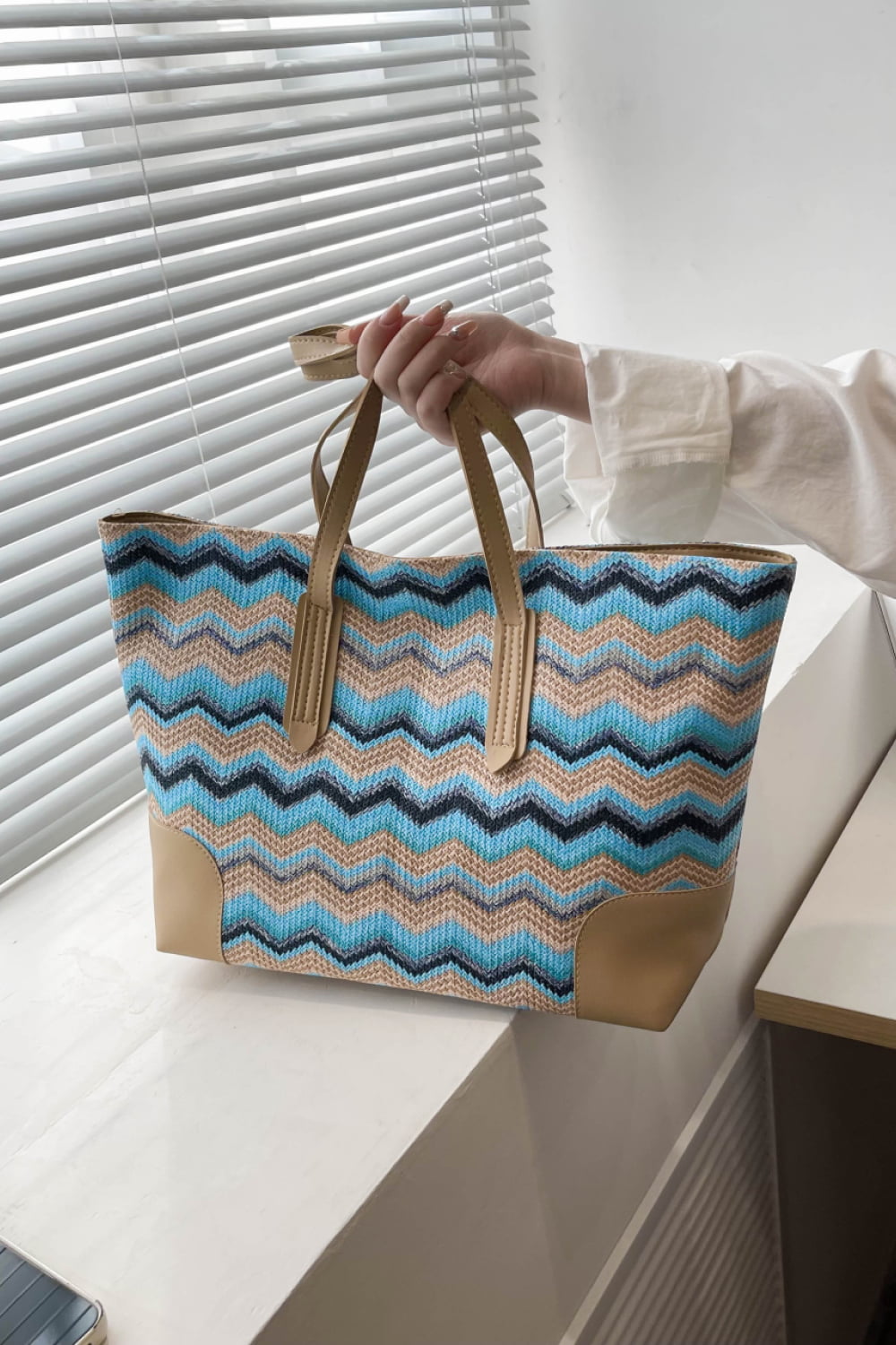 Chevron Straw Tote Bag