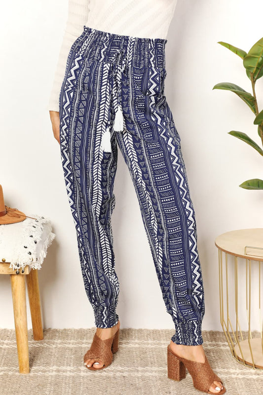 Geometric Print Tassel High-Rise Pants