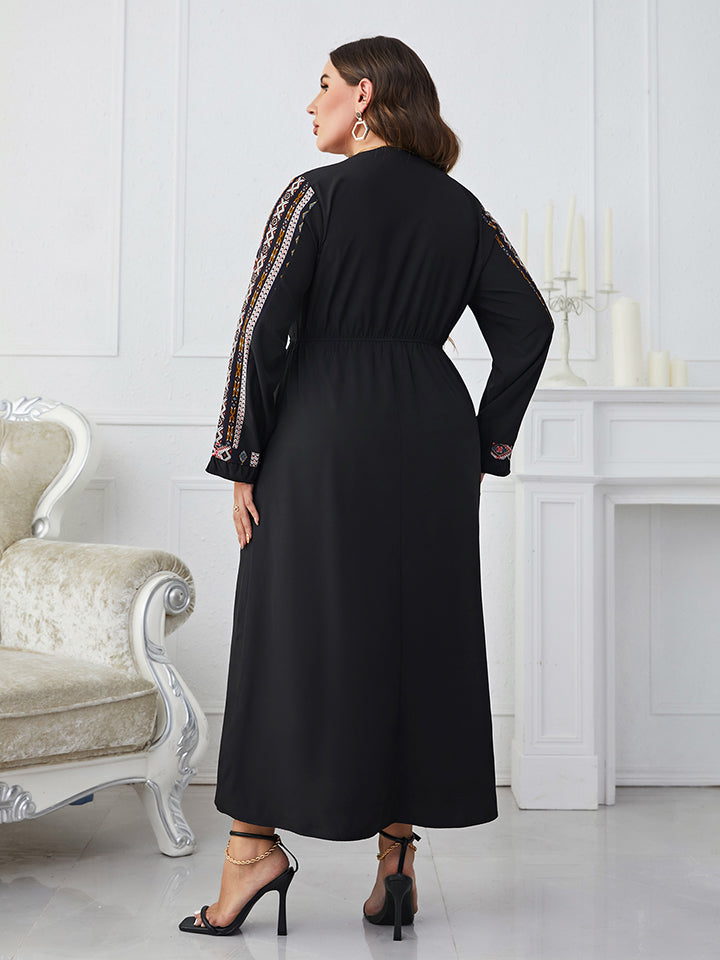 Plus Size Printed Long Sleeve Dress