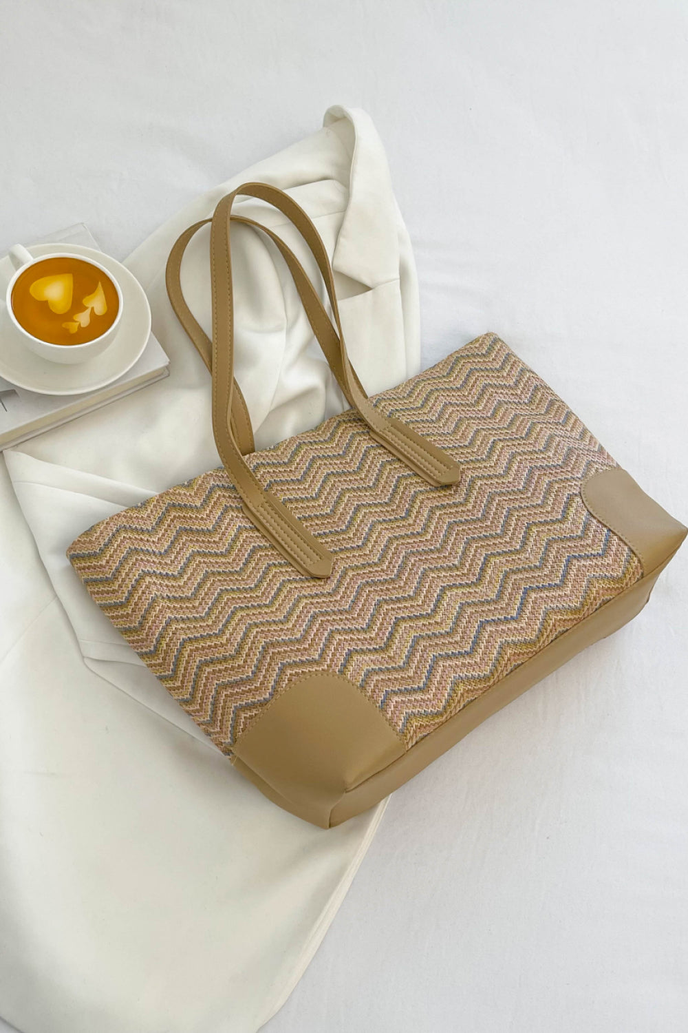 Chevron Straw Tote Bag