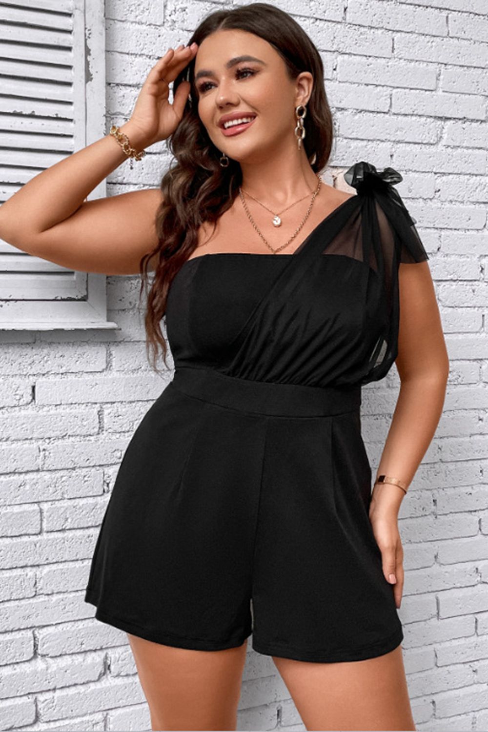 Plus Size One-Shoulder Romper