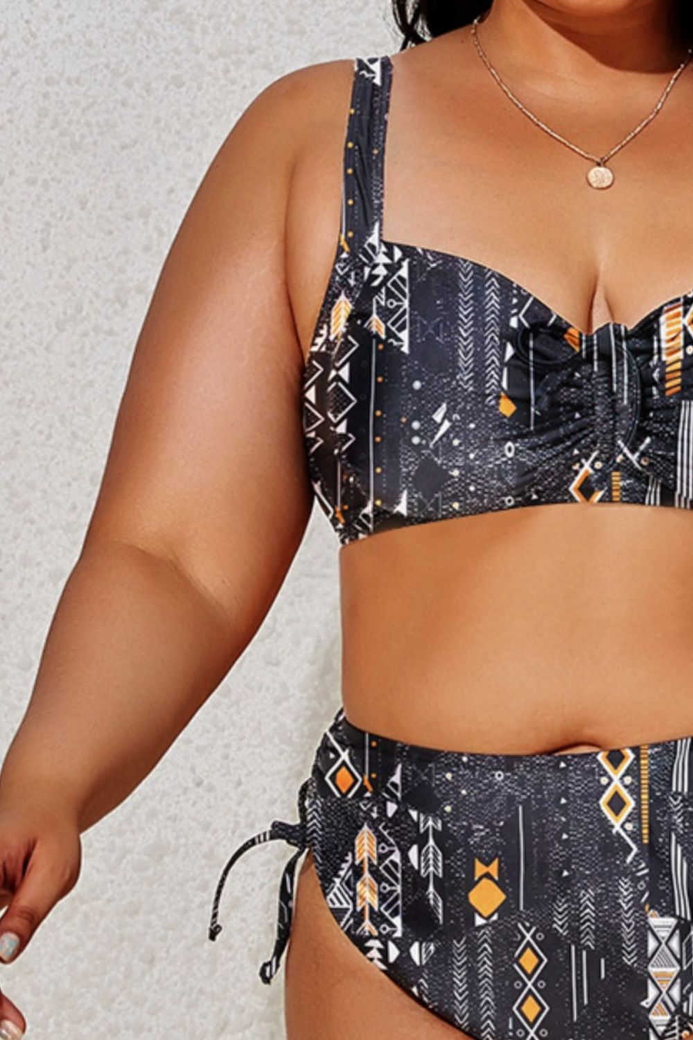 Plus Size Printed Wide Strap Two-Piece Swim Set